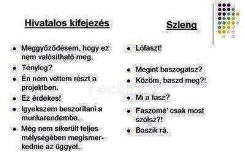 Hivatalos kifejezések kontra szlengek