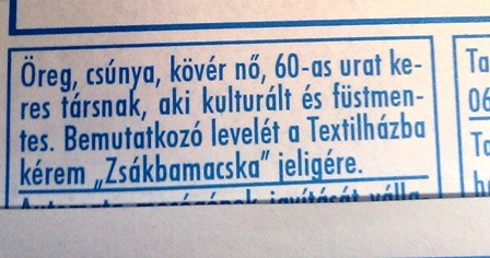 Egy őszinte hirdető