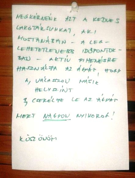 Lépcsőházi kiírás