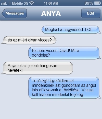 Anyu üzit küldött