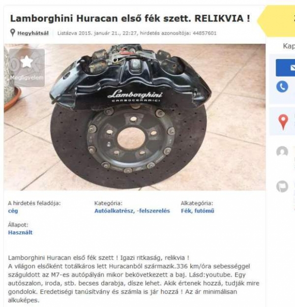Lamborghini első-fékszett eladó