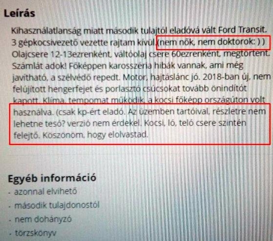 Nem tesóknak szóló hirdetés