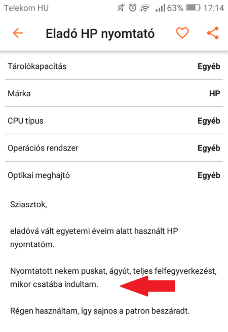 Nyomtató hirdetés Jófogáson