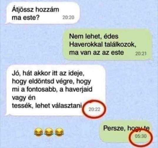Elfogtunk egy szombat esti üzenetváltást