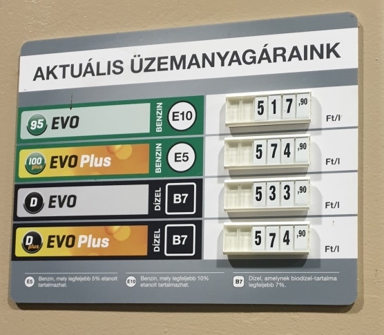 Üzemanyagárak - Balatonlelle autópálya 