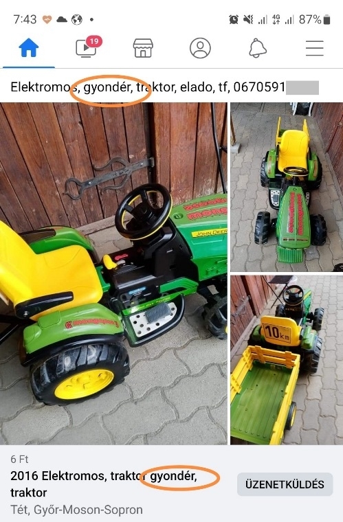 Eladó traktor