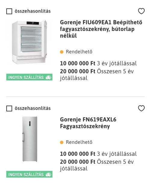 Fagyasztót akartam venni, de inkább megvárom az akciót 🙂