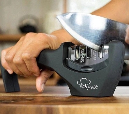 Konyhai késélező - Egyedülálló élezőfej, hármas hatással (x)