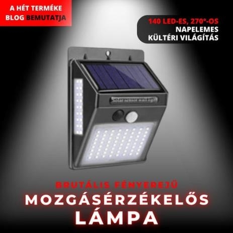 140 LED-es napelemes mozgásérzékelős lámpa (x)