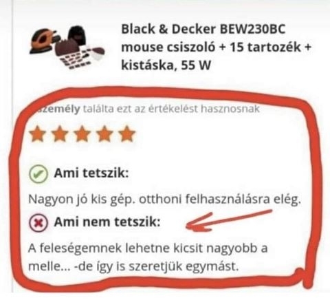 Vett egy csiszolót és úgy döntött, hogy véleményt is ír a hülyéje 🙂